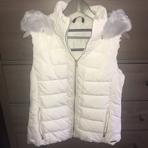 Calvin Klein White Fur Puffy Vest Size M
